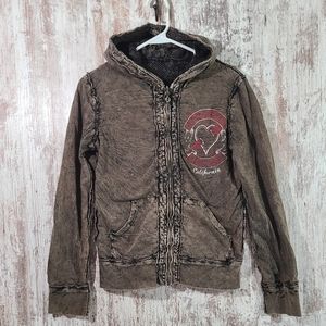 Affliction Black and Tan Graphic Hoodie